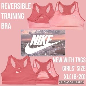 Nike Girl's Swoosh Print Reversible Training Bra Size XL (18-20)
